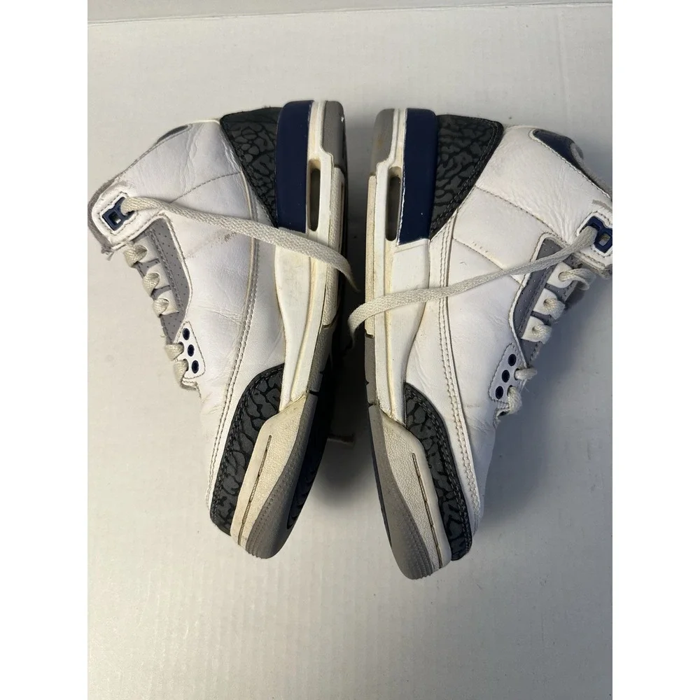 Nike Air Jordan 3 Retro GS Midnight Navy White Cement Size 4.5Y Sneakers Shoes